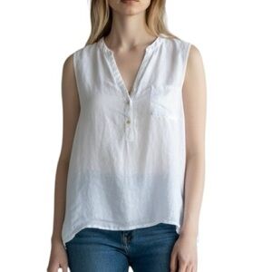 CP Shades linen white sleeveless button front top size L excellent condition